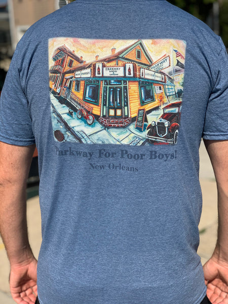 Parkway Men's (UNISEX) Restaurant Tri-Blend T-Shirt – Blue